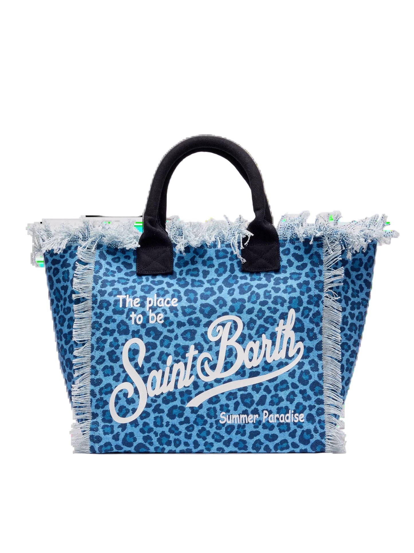 BORSA SAINT BARTH - Borsa Colette in canvas Animalier Blu