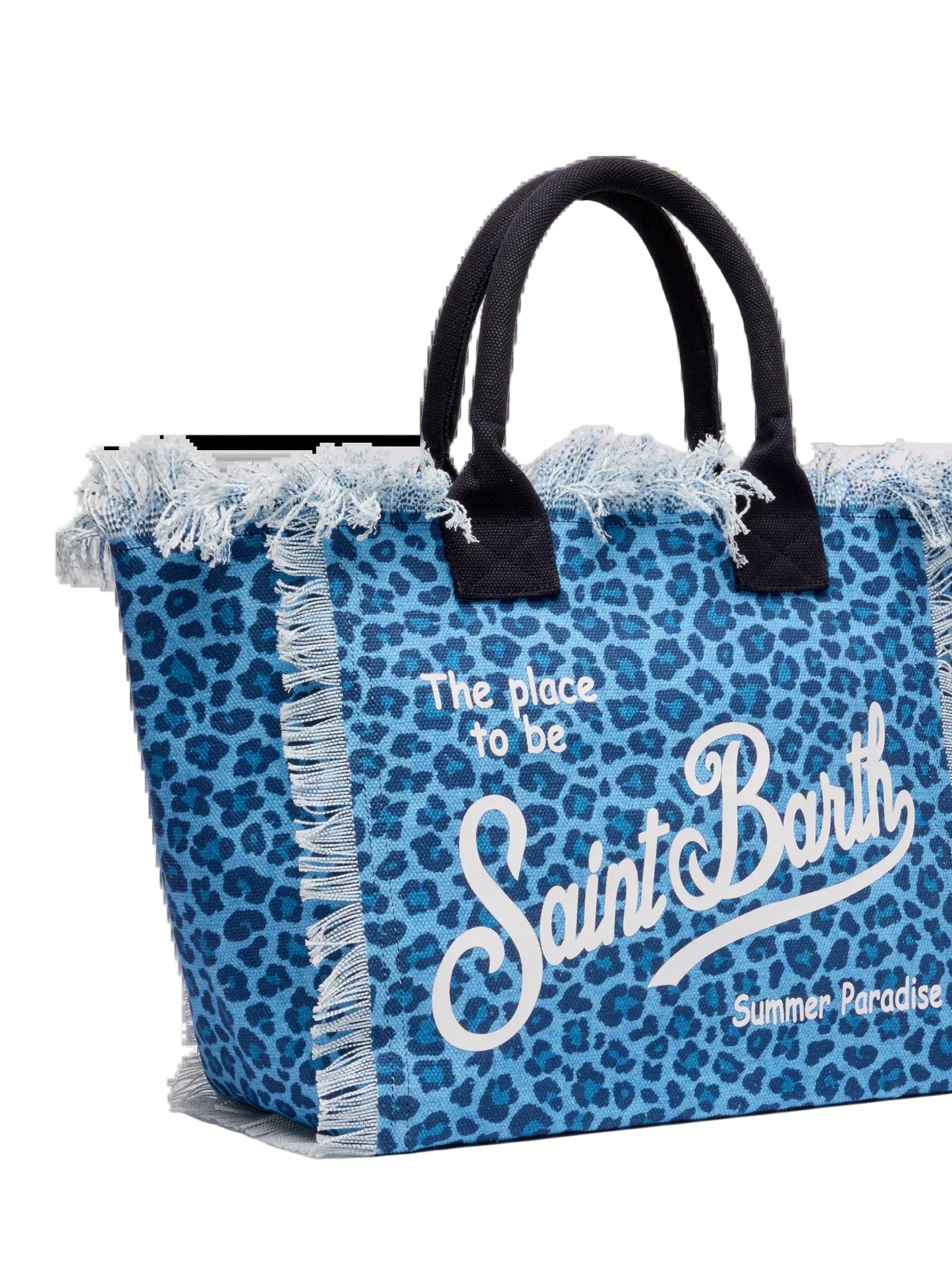 BORSA SAINT BARTH - Borsa Colette in canvas Animalier Blu