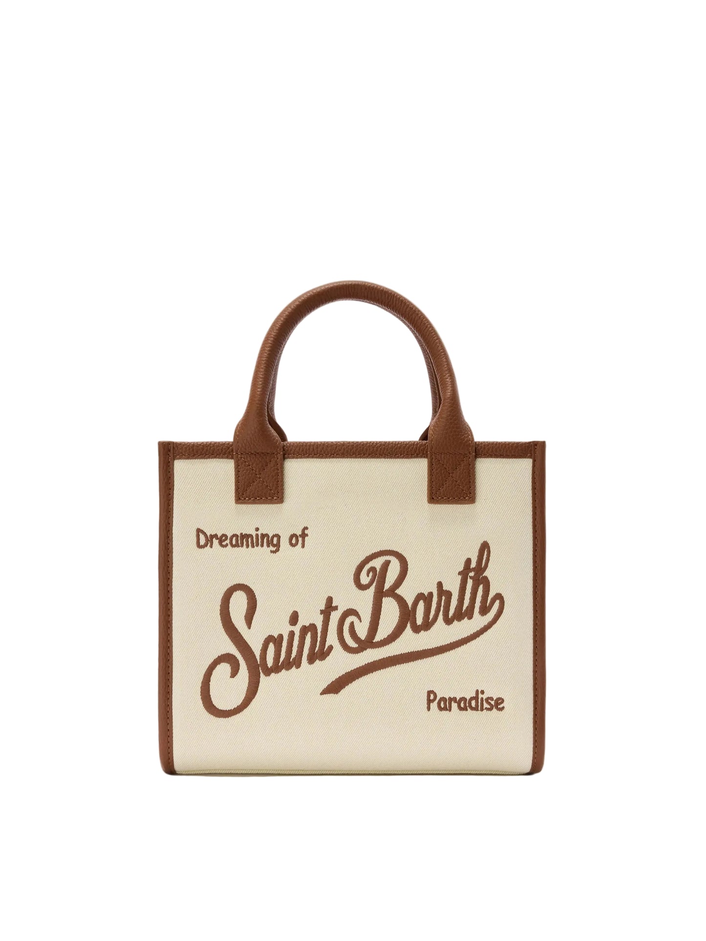 SAINT BARTH - Borsa Vanity medium in canvas e pelle martellata
