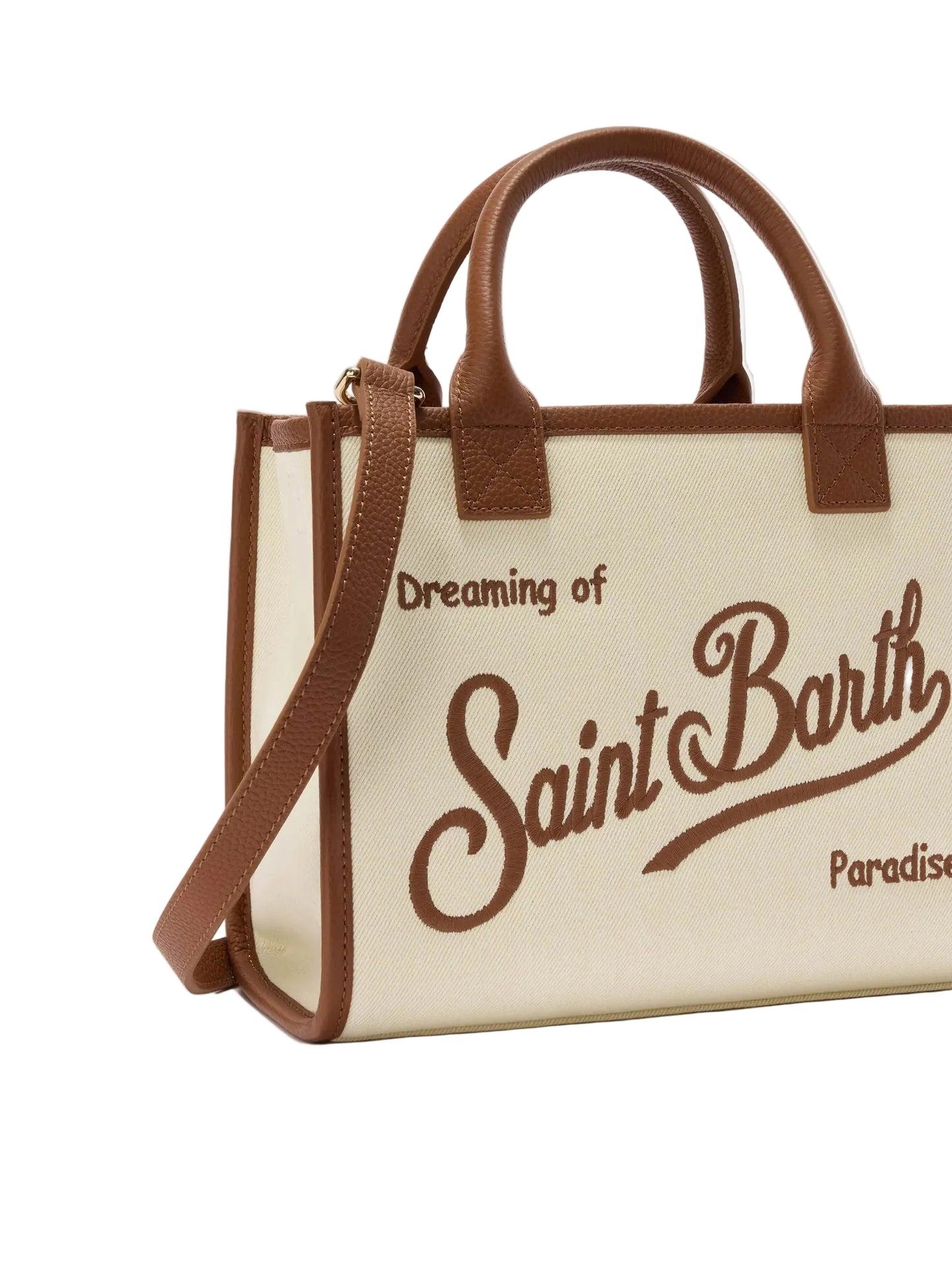 SAINT BARTH - Borsa Vanity medium in canvas e pelle martellata
