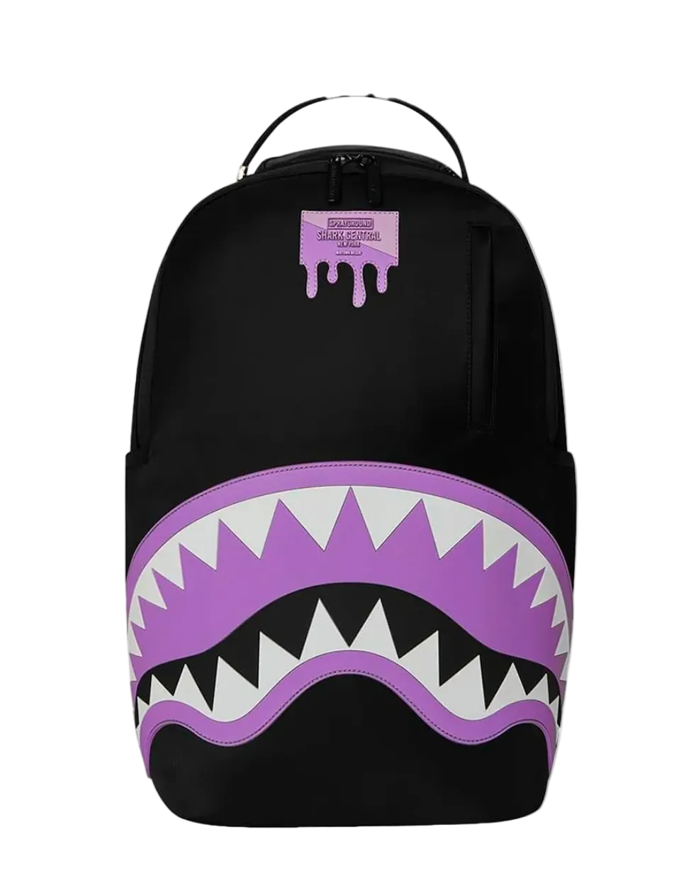 Zaino Sprayground "Shark Central Light" Nero e Viola – Edizione Esclusiva Streetwear