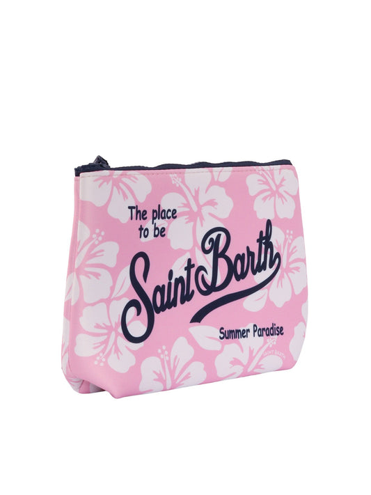 Pochette Saint Barth - Aline in scuba hibiscus Rosa