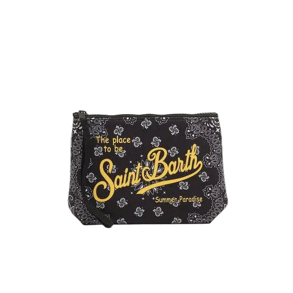 Pochette Saint Barth -  POCHETTE ALINE IN SCUBA BANDANA NERA