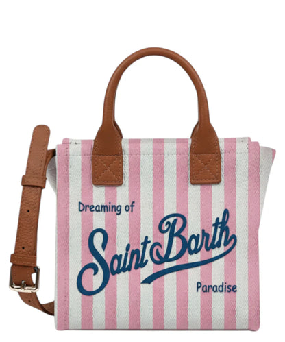 BORSA SAINT BARTH - Borsa MC2 Saint Barth Vanity Mini Stripes in Pelle con Tracolla