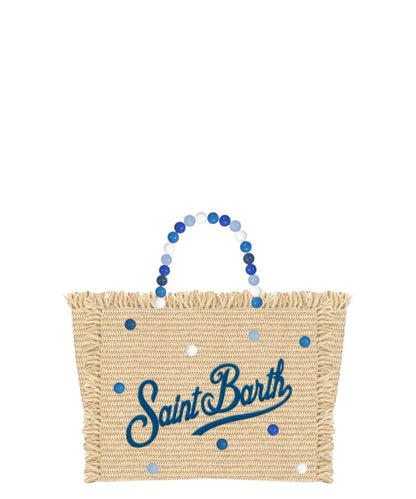 SAINT BARTH - Borsa  effetto paglia con manico perle