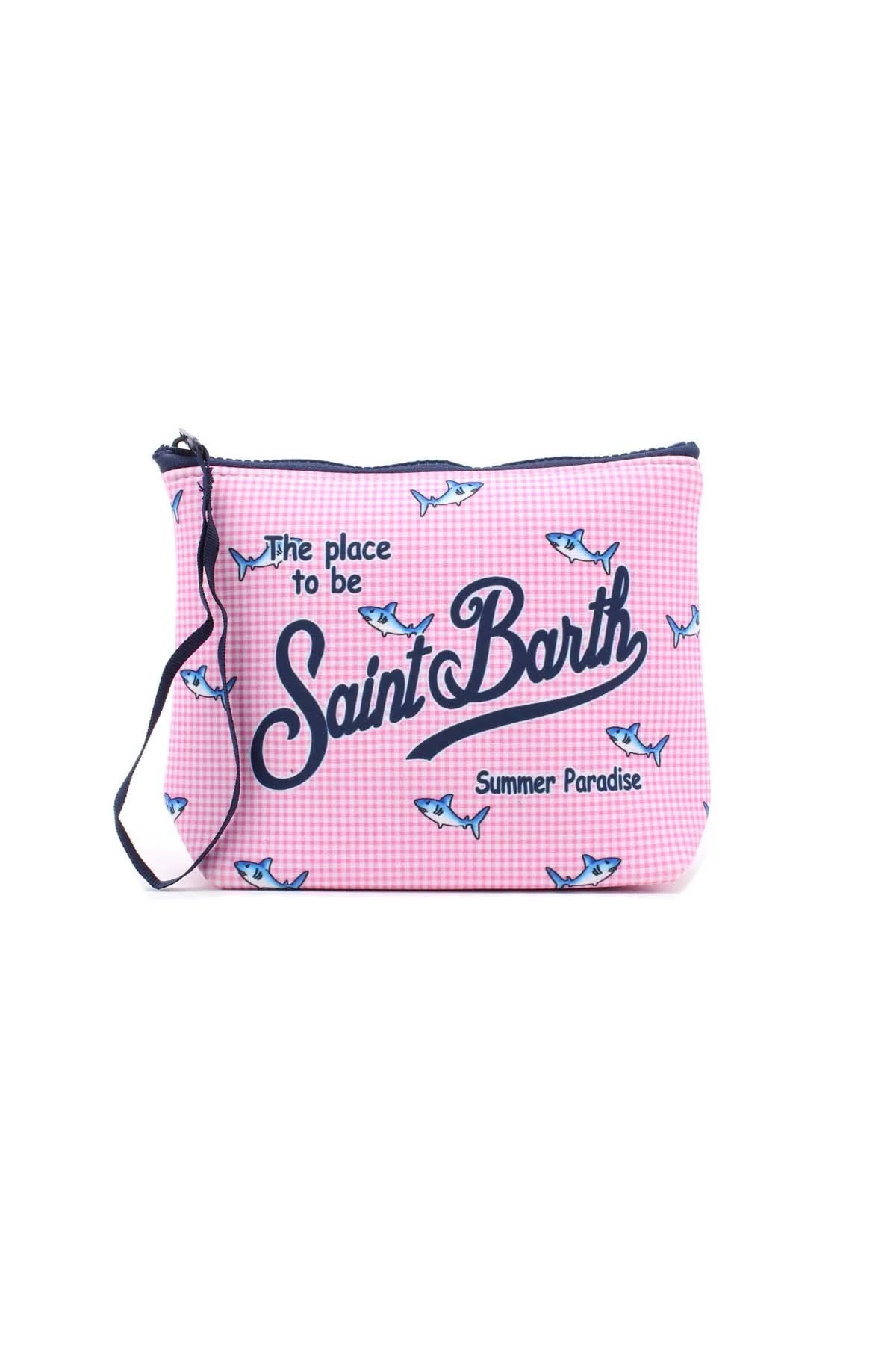 Pochette Saint Barth - Aline in scuba rosa stampa squali