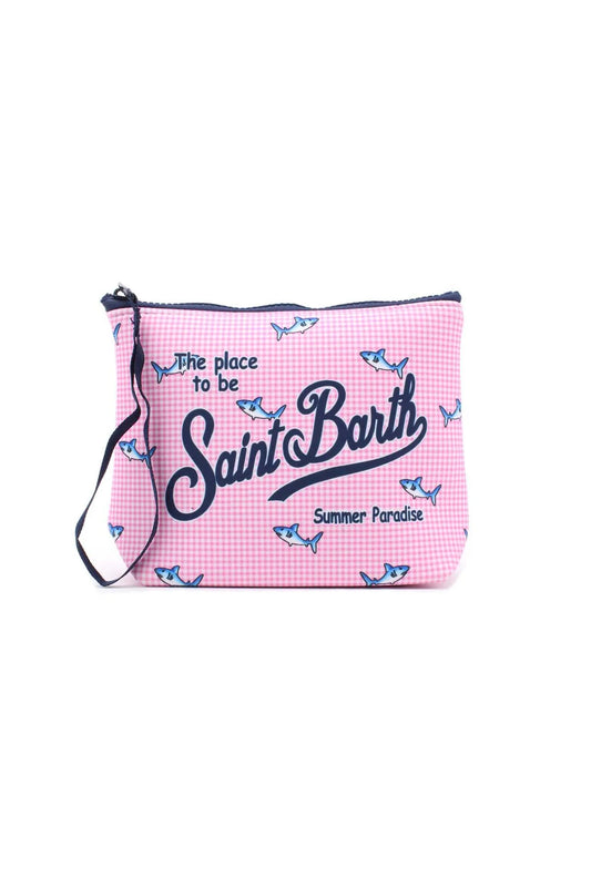Pochette Saint Barth - Aline in scuba rosa stampa squali