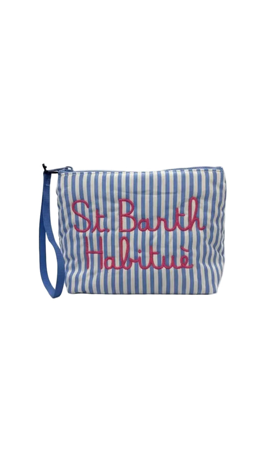 Pochette Saint Barth - Aline Righe “St Barth Habitué” Blu – Pochette in cotone